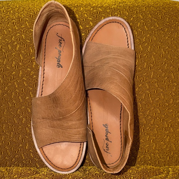 Free People Mont Blanc Tan Leather Slip-On Sandals | Boho Minimal - Picture 5 of 6